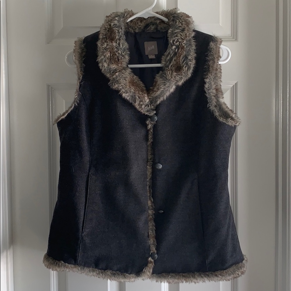 J. Jill Vegan Faux Fur Trim Vest